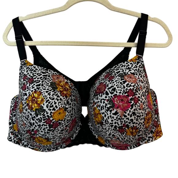 Torrid Curve Bra Womens Size 50C Animal Floral‎ Print Padded Nylon Lace Spandex - Picture 1 of 11